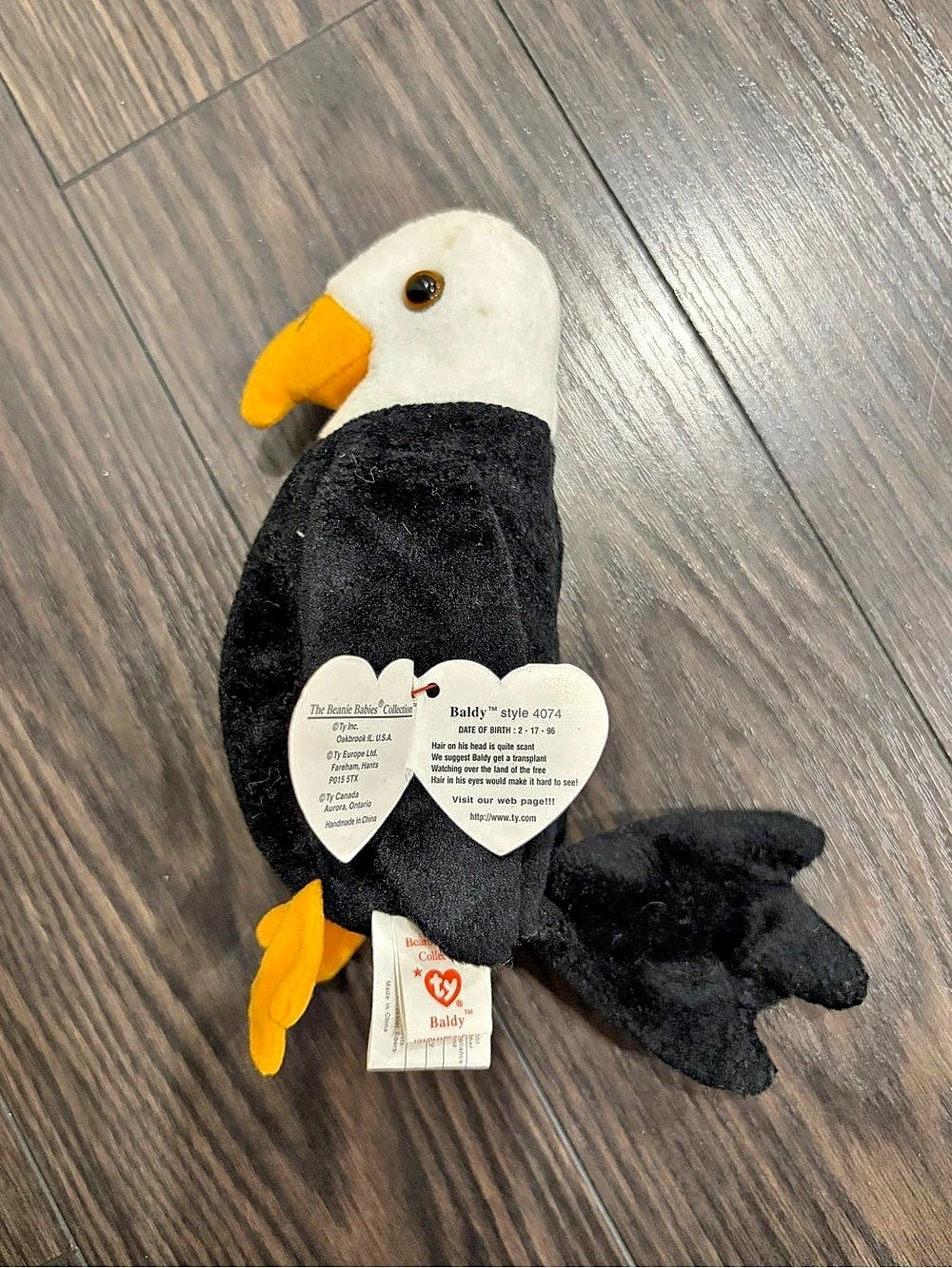Ty Baldy the Eagle Plush Black & White